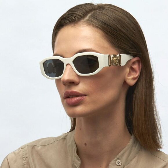 NEW Versace VE4361 401/87 Medusa Biggie White Grey Rectangle Unisex Sunglasses - Picture 9 of 16